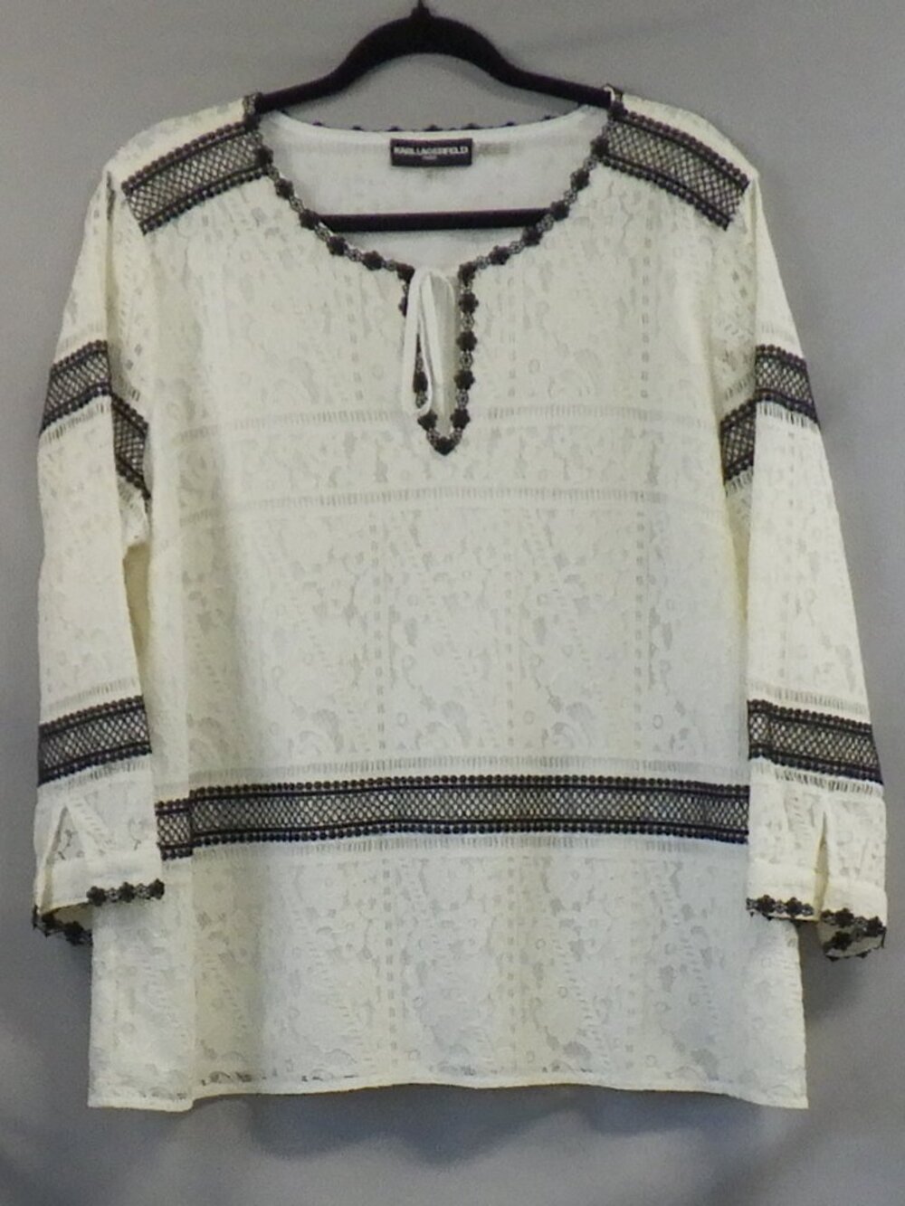 Karl Lagerfeld Paris White Lace Pullover Blouse  A695